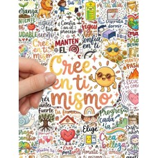 Set 50 Stickers Frases Motivacionales Cree en ti